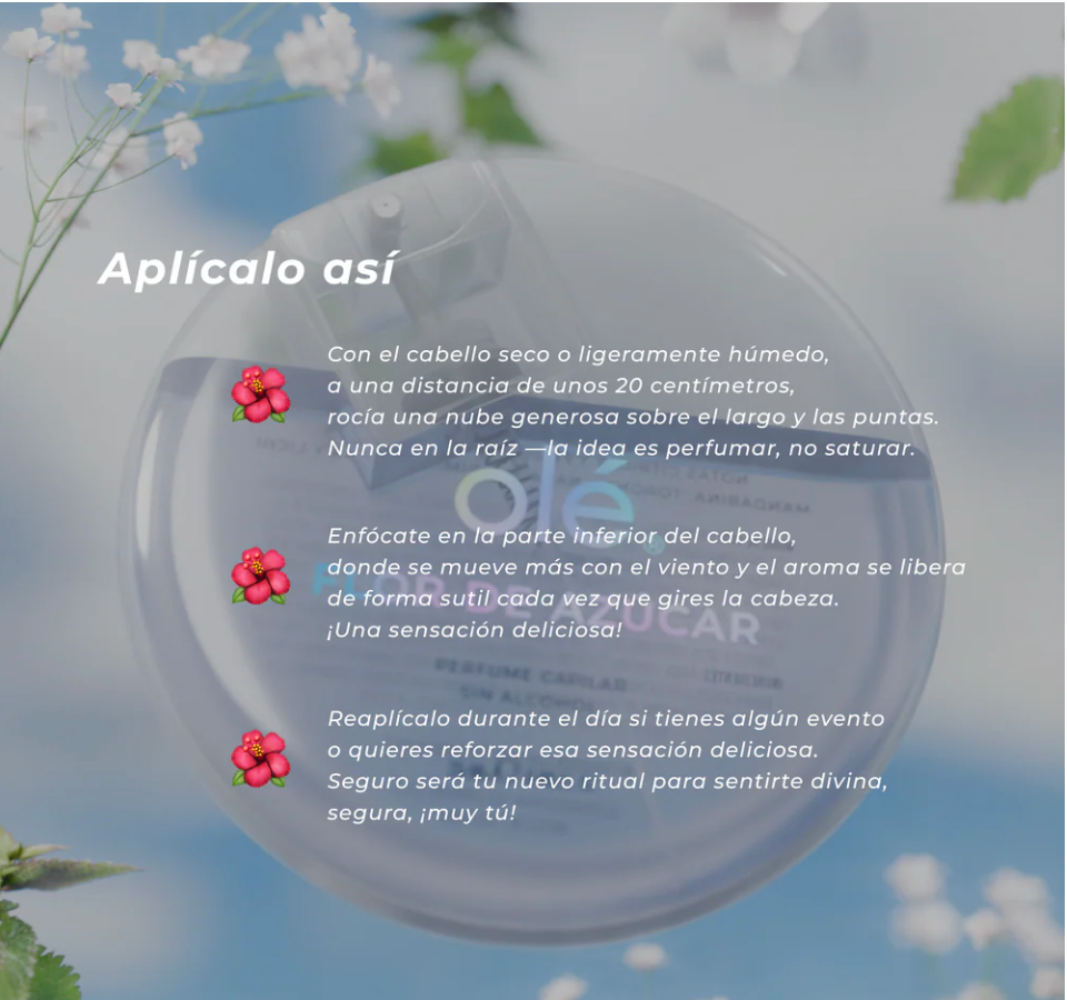 PERFUME CAPILAR SIN ALCOHOL - FLOR DE AZÚCAR