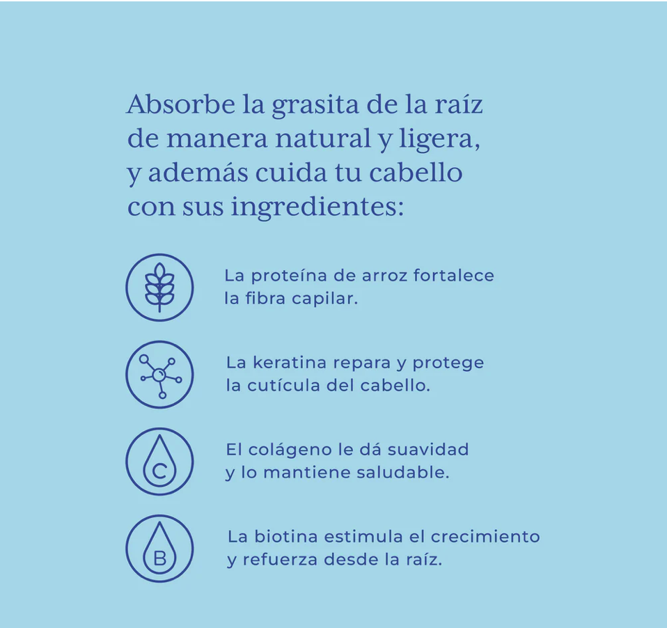 POLVO CAPILAR TRASLÚCIDO MATIFICANTE PROTEINA DE ARROZ Y COLÁGENO