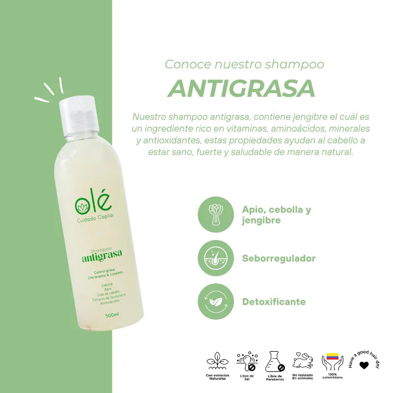 SHAMPOO CEBOLLA, JENGIBRE Y APIO