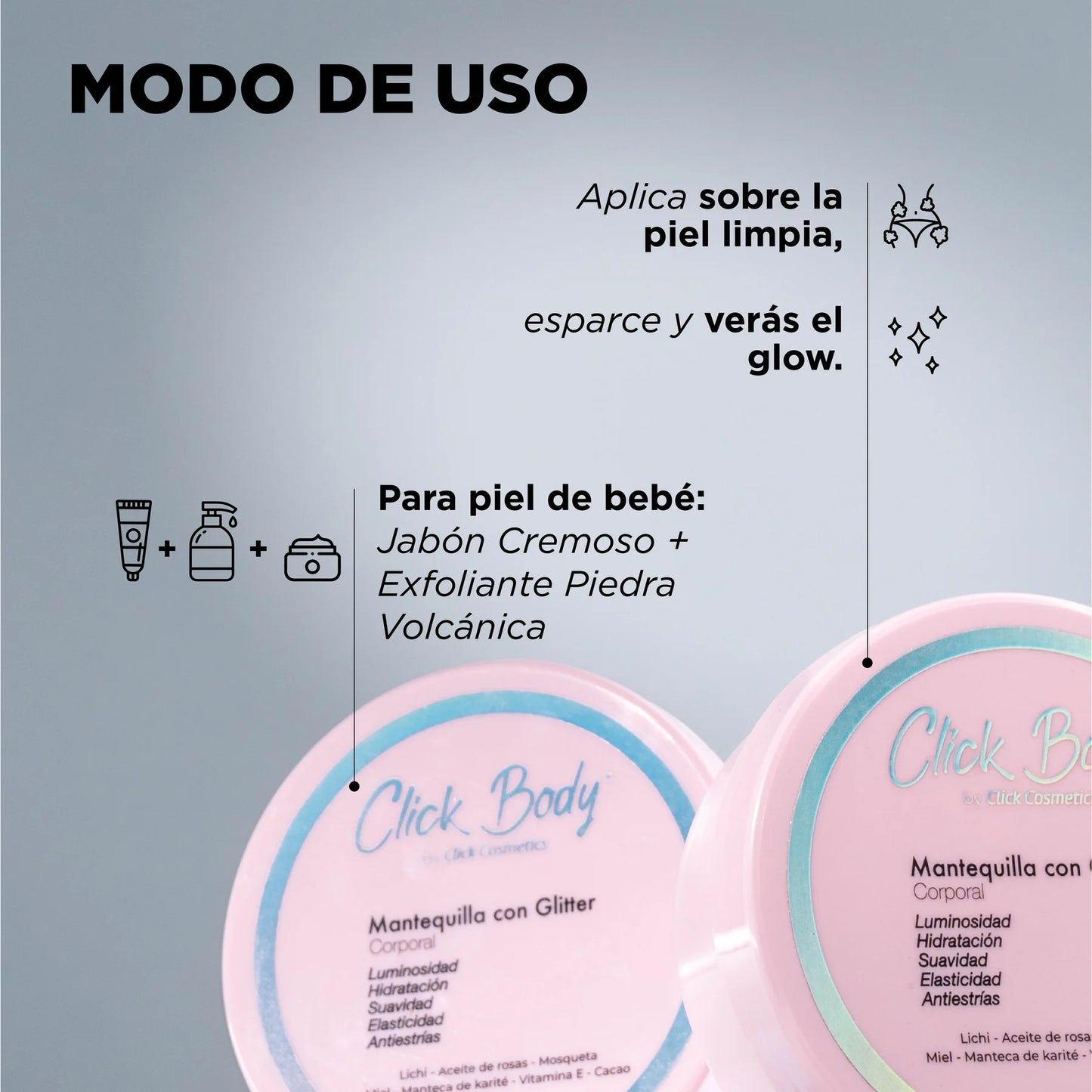 MANTEQUILLA CON GLITTER CLICK